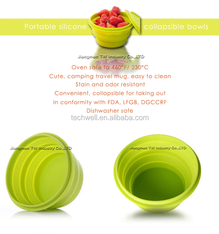 Expandable Portable Collapsible Dog Folding Silicone Foldable Food Bowl for Camping Hiking Travel Sport