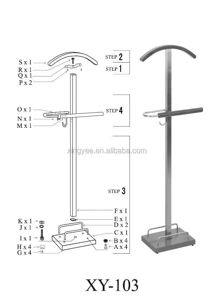
Modern Hotel Room Solid Wood Stainless Steel Valet Suit Stand Coat Rack 