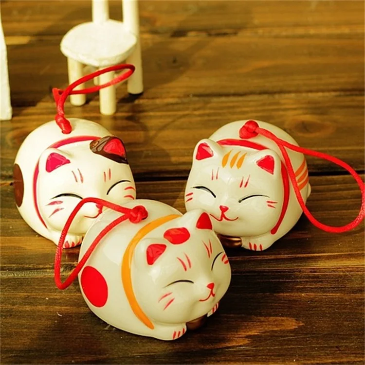 
Home Accessories Exorcise Evil Spirits Popularity Lucky Cat Ceramic Wind Chime 