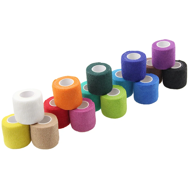 
Stock clearance sales latex and latex-free colored elastic supportive cohesive bandage wrap for animals 