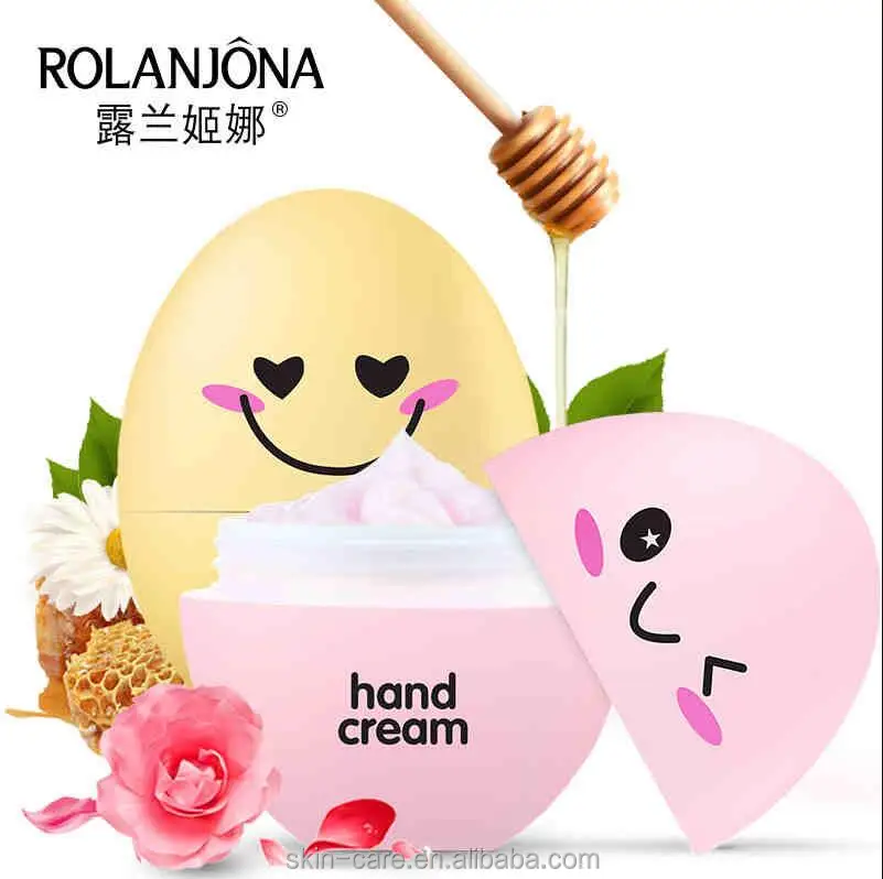 Rolanjona manufacturer eggs shape hand cream pink rose whitening cream