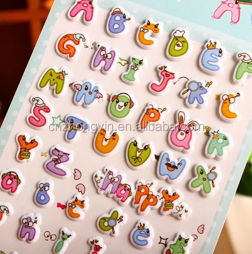 3D Mini Cartoon Puffy Stickers Children Animal Fruit Vegetable Kids Toys