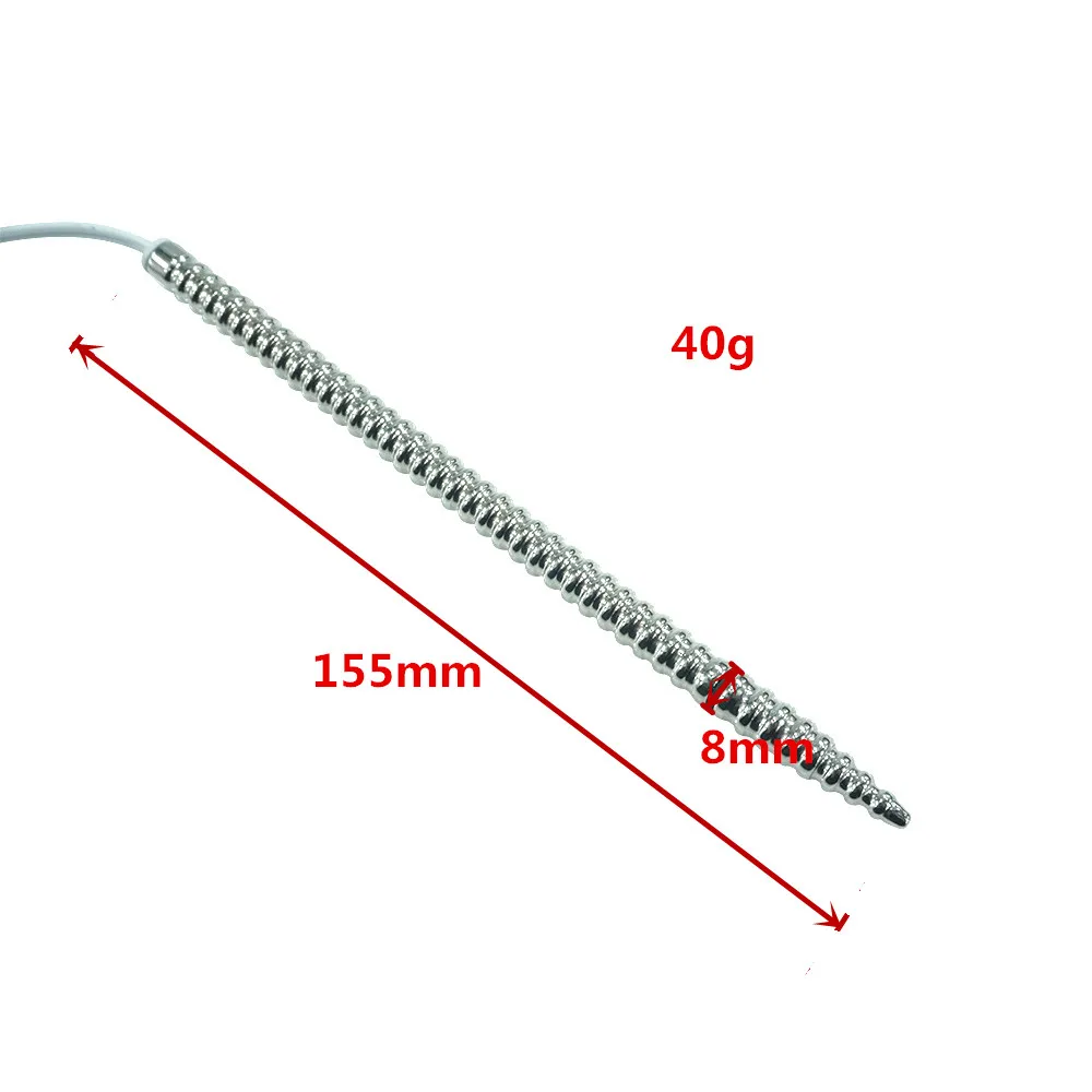Electric shock wave physical therapy equipment stainless steel whorl urethral sound vibrator penis plug electro sex toy