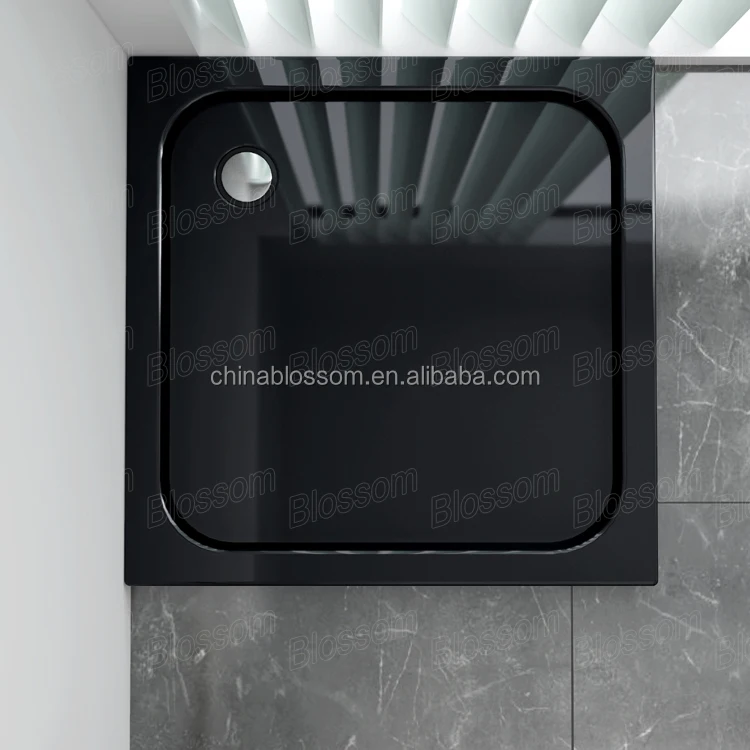 Black Square Removable Abs Resin Fiberglass Freestanding Tray Cheap Custom Acrylic Shower Base