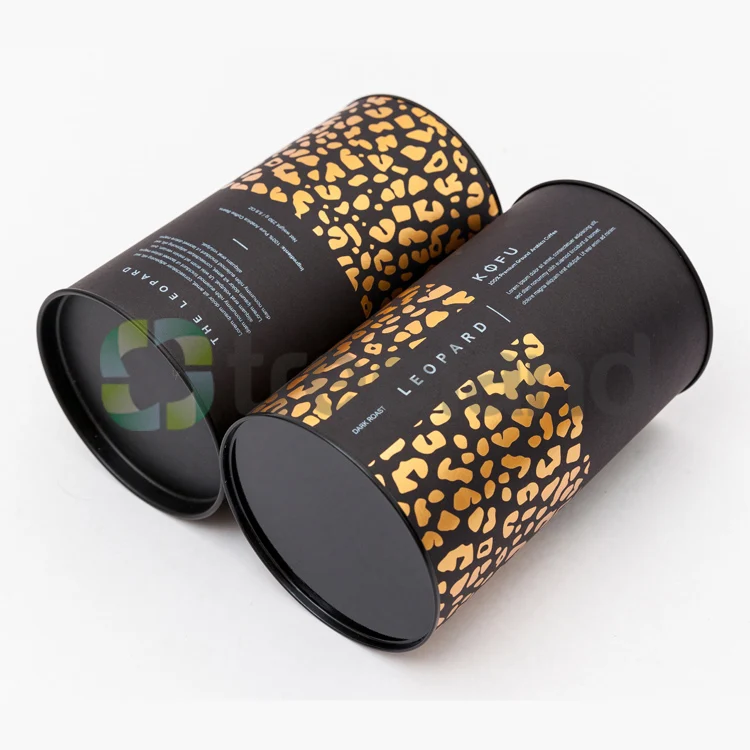 custom luxury coffee machine paper boxes round coffee packaging boxes with tin insert lid