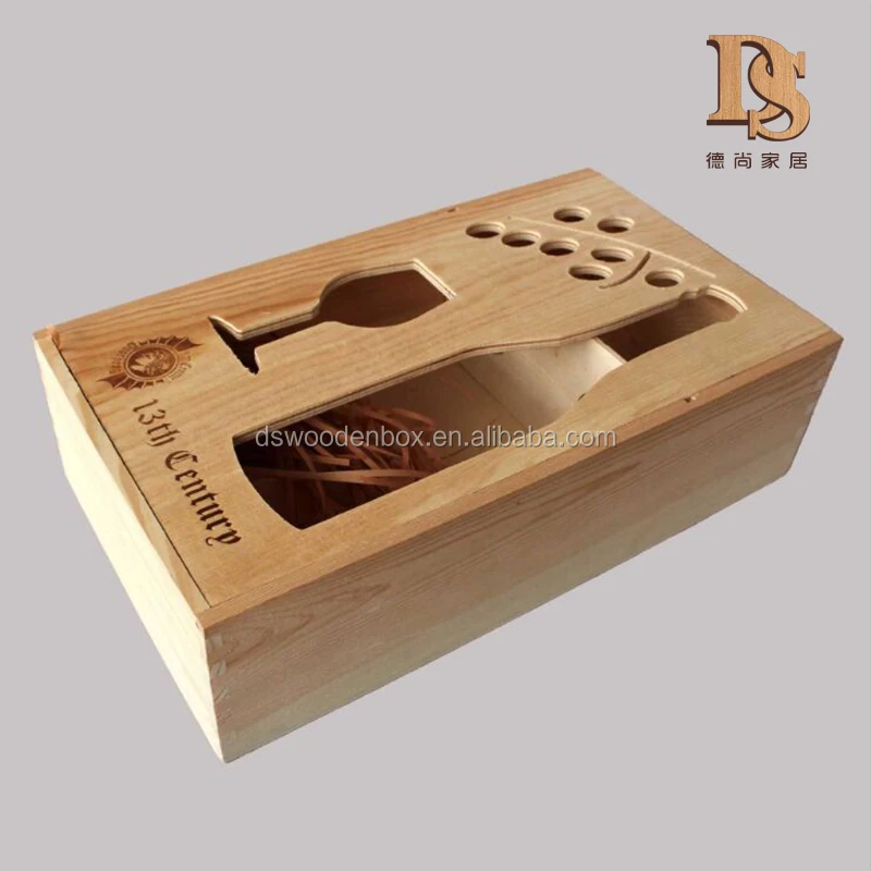 Luxury Blank Wine Glass and Champagne Gift Wine Box With Hollow Lid And Logo