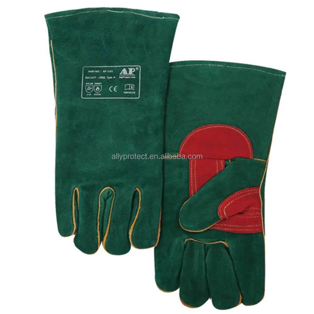 AP-3201 OEM Split cowhide leather gloves for mig welding heavy duty  abrasion heat resistiant welding gloves