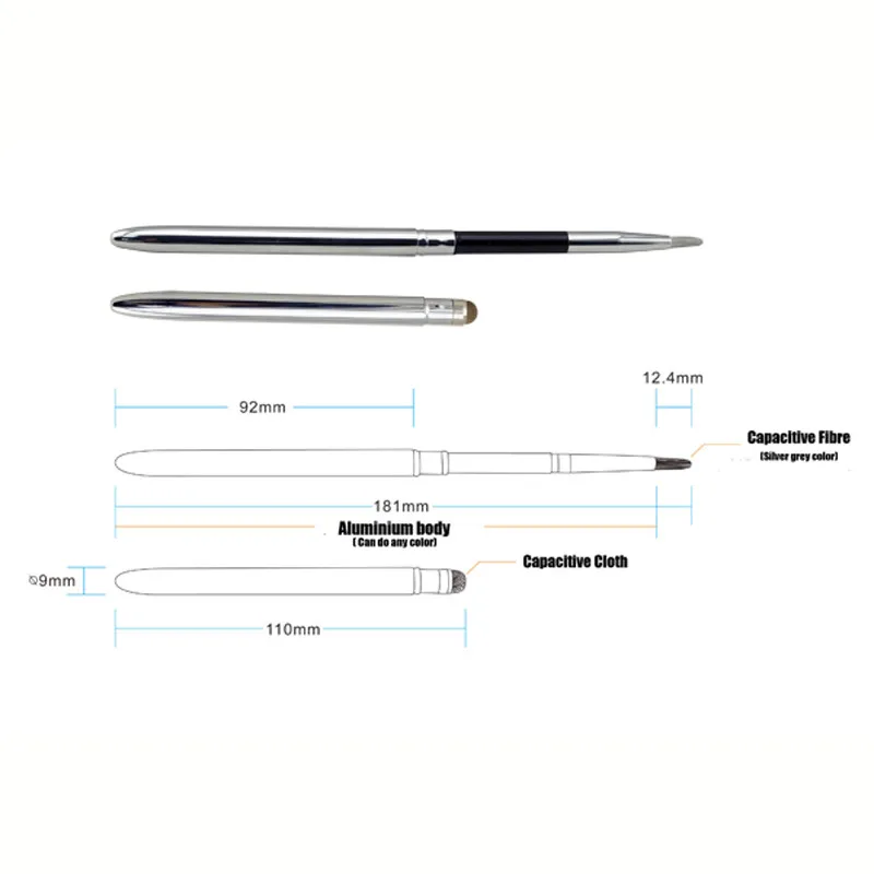 Universal 2 in 1 Capacitive Screen Brush & Stylus Pen For Ipad Mini Air 2 3 4 for Iphone for Samsung For Smart Phone Tablet PC