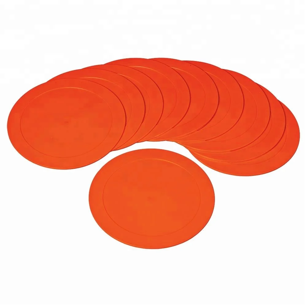Durable round rubber sports poly vinyl disc soccer speed training pvc flat rounded spot land markers