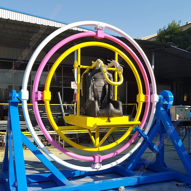 Outdoor Amusement park equipment 3D space ball ring rotary game human gyroscope ride