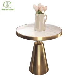 Wholesale cheap round Italian stainless steel gold modern coffee table marble