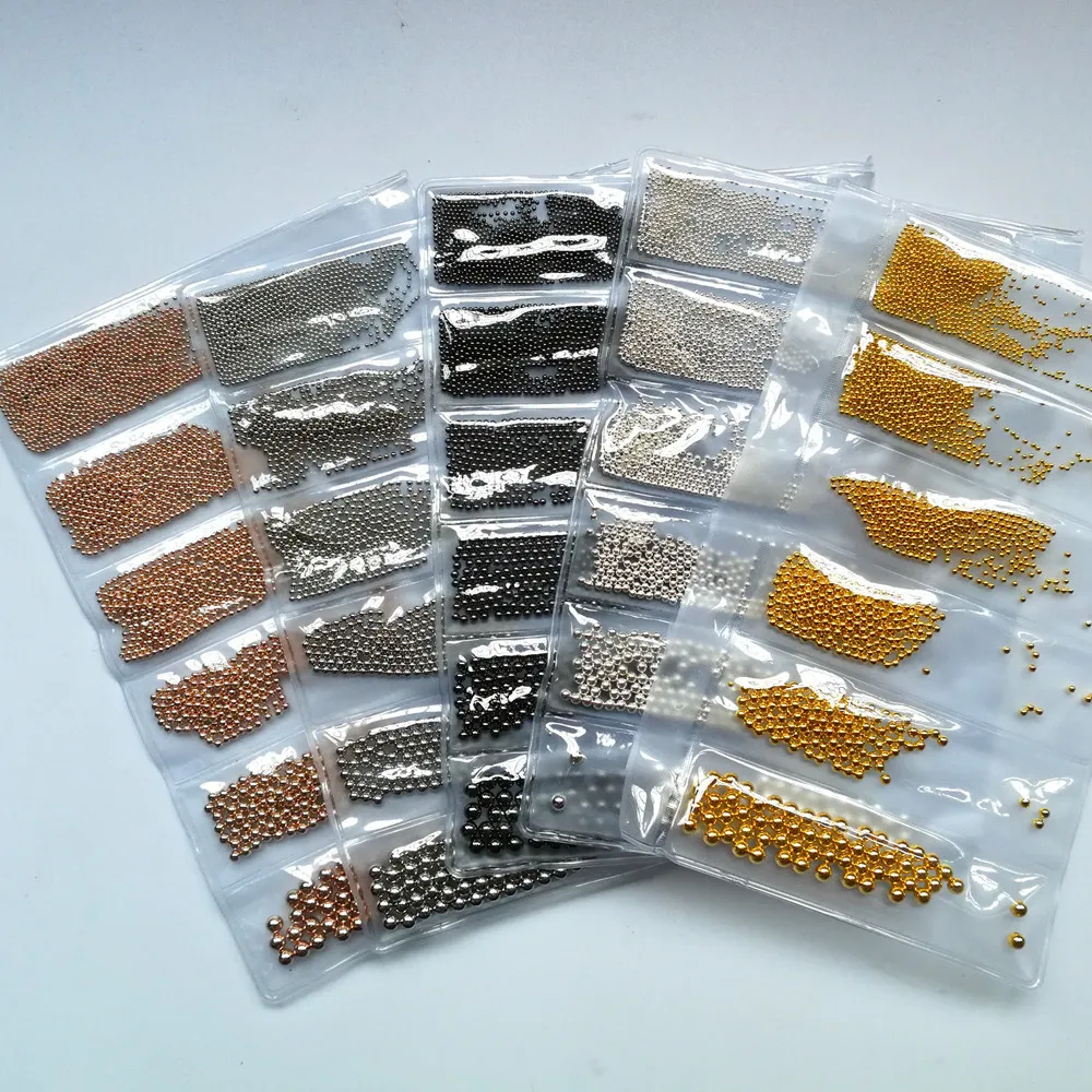 
3D nail art caviar 6size bag pack mixed nail art caviar decoration 3D nail metal caviar beads 