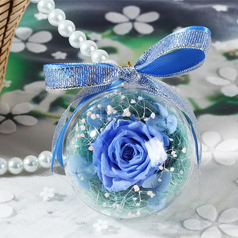 
Customized Promotional Gifts Preserved Forever Flowers Key Chain Car hanging Glass Ball Preserved Flower 