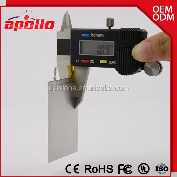 Smallest 3.7v ultra thin lipo battery 011618 with 8mah capacity 1mm thickness
