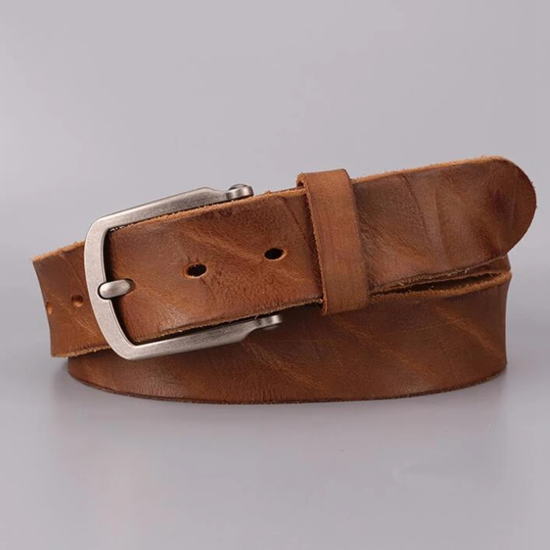 Dreamtop DTC554 pure cow leather mens belt vintage style fashion pin buckle italian leather belt