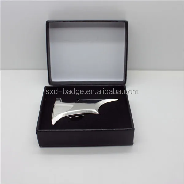 The Batarang Folding Money Clip-Black Satin with black box