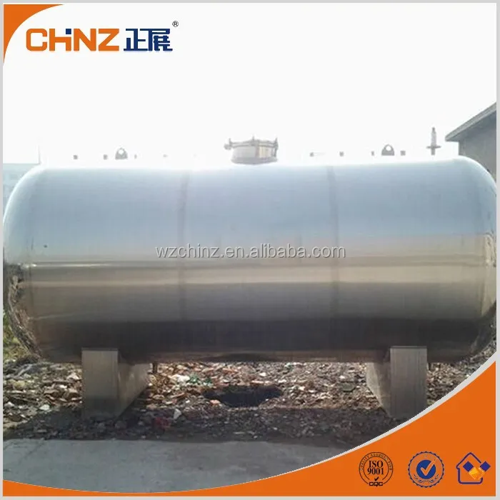 10000L Horizontal stainless storage tank for alcohol/water /chemical liquid