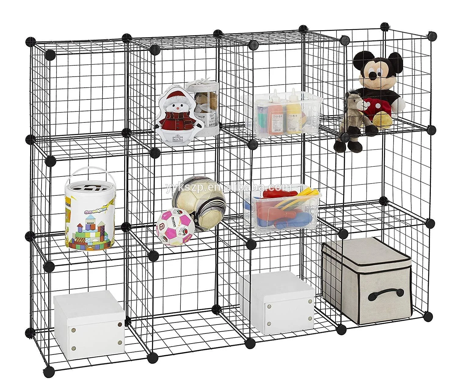 12 Modular metal wire cube wire mesh storage cubes wire grid wall panel wall mounted photo hanging display