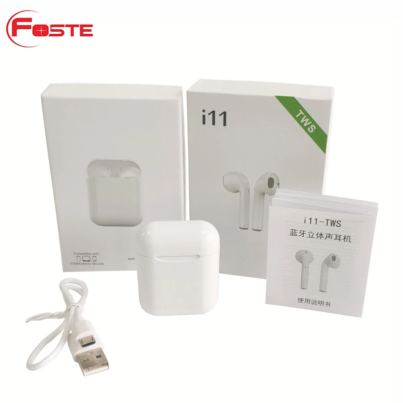 
Super promotion ! Factory wholesale New i11 TWS True Bass Headphone Mini Wireless 5.0 Earbuds Bluetooth Earphone For ios android 