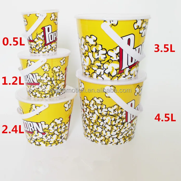 High Quality  Movie Theater Custom Plastic Popcorn Bucket  with Lid