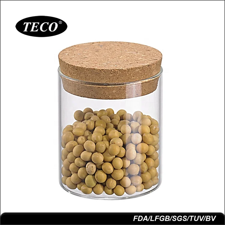 Manufacturer Transparent Hermetic Food Cookie Honey Glass Jar Wholesale With Cork Lid