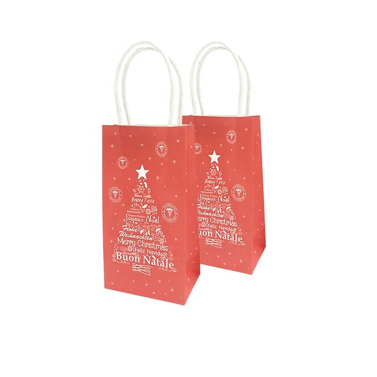 Cheapest custom designed Small Christmas kraft gift paper bag / Small craft paper bag for gifts packaging