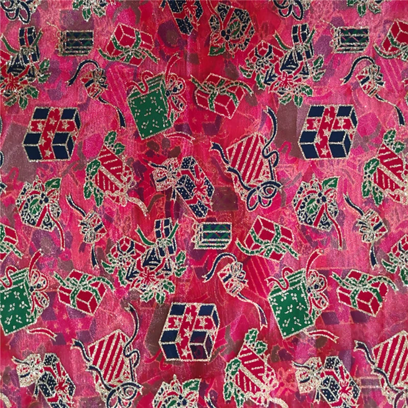 Рождественская Ткань органзы из 100% полиэстера с цифровым принтом