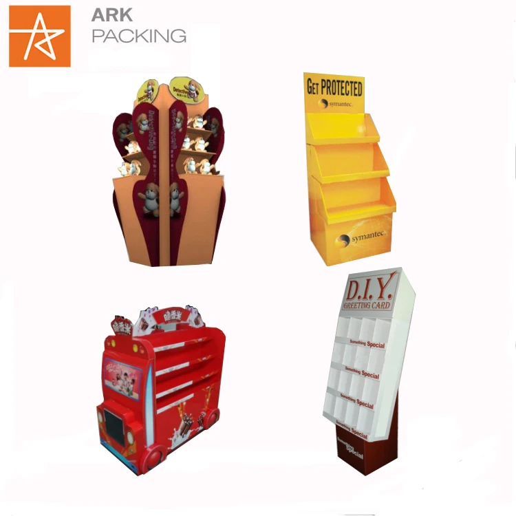 Customized Flooring Merchandise Display HOOK Paper Corrugated Cosmetics Cardboard Display