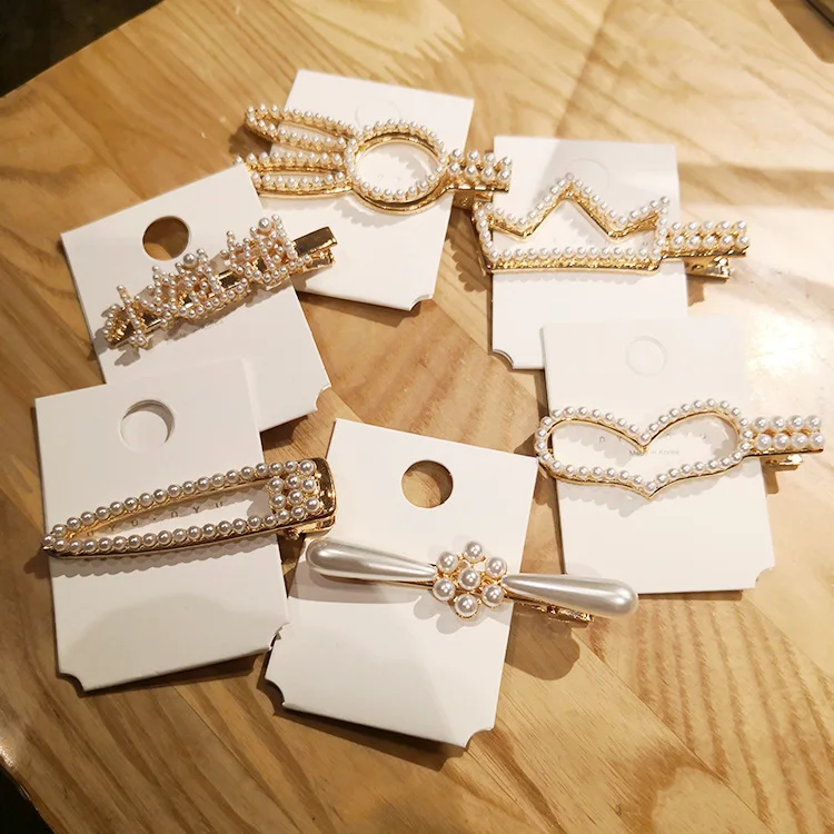 
The new 2021 hot style accessories wholesale pearl duck Drop clip crown pearl letter hairpin hot sale hairclip for women 