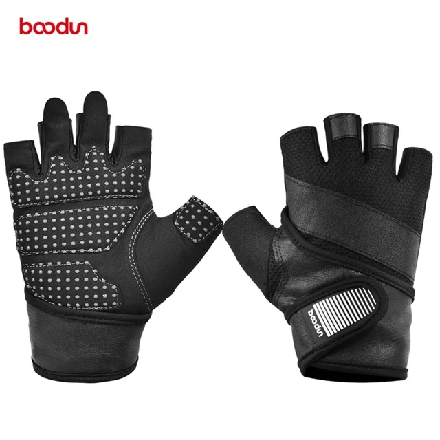 High Quality Professional Leather Half Finger Gloves Fitness Gym Weight Lifting Gloves