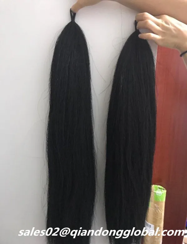 
Wholesale Price Double Thickness 90cm Real Horse Tail Hair For False Horse Tail Hair 