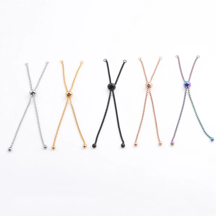 Stainless Steel DIY Jewelry Findings 11cm 1.8mm Adjustable Extend Box Chain Bolo Chain for  Bracelet Making