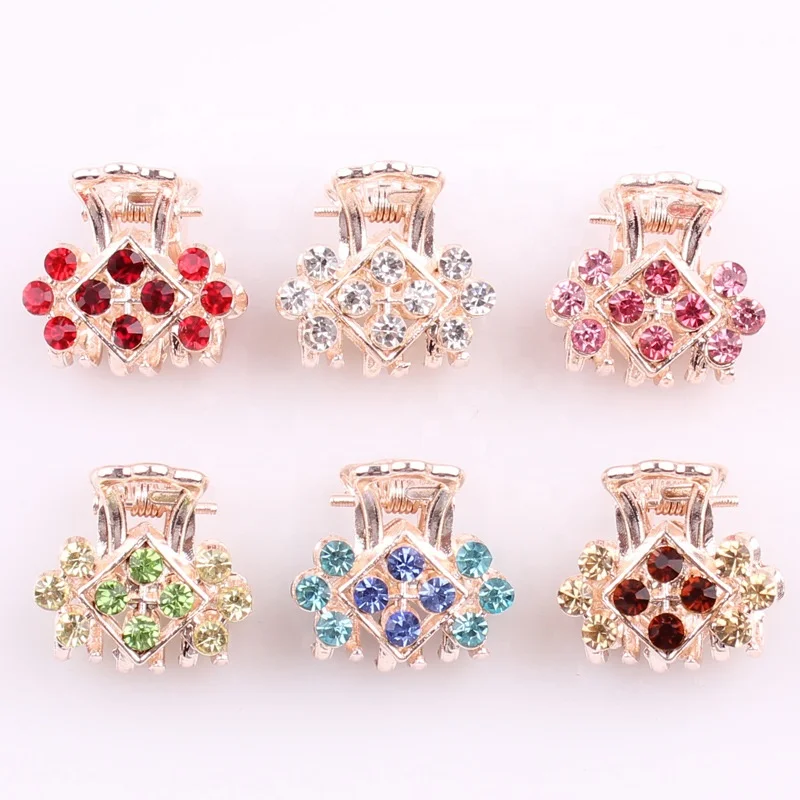 Женские заколки для волос из сплава розового золота со стразами металлические с серебряными кристаллами