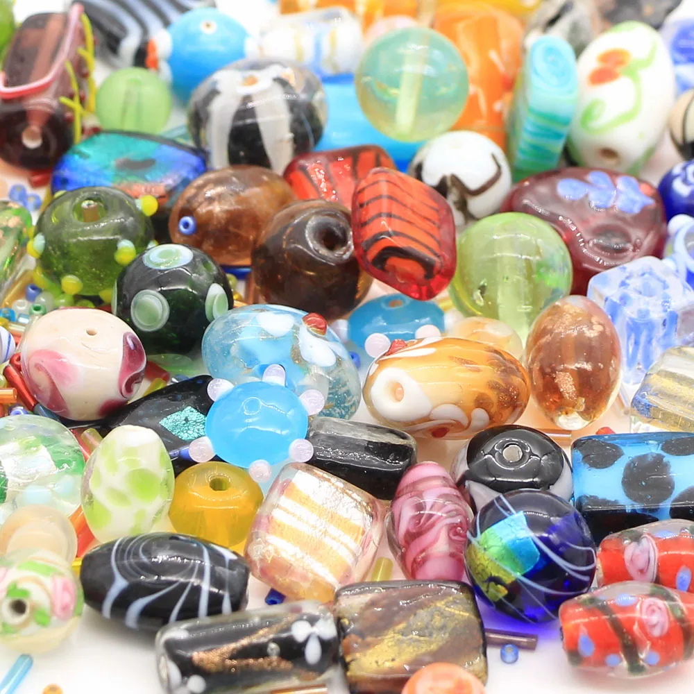 New lampwork glass bead mix with seed beads for making jewelry