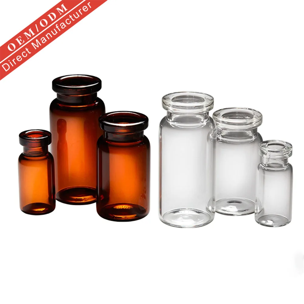
Reversible caps autosampler vial mini tubular amber pharmaceutical glass vials 