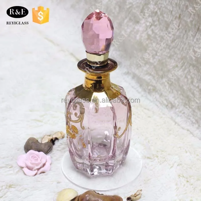handmade big octagonal pink arabian oud perfume bottle for 150ml