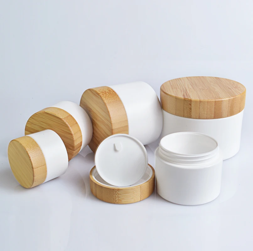 30g 50g 100g 150g 250g eco friendly plastic cosmetic jar with bamboo lid