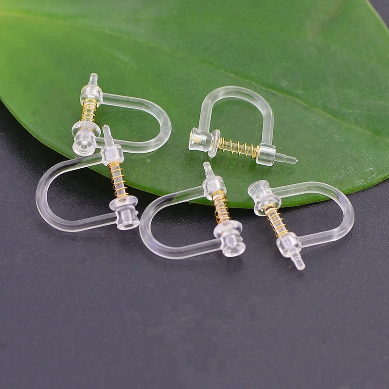 Making Resin earring cheap plastic earrings with golden spring PE86261
