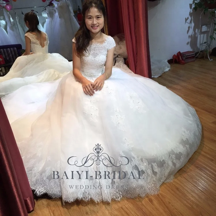 A-Line arabic beaded lace gown wedding for girl robe de mariage