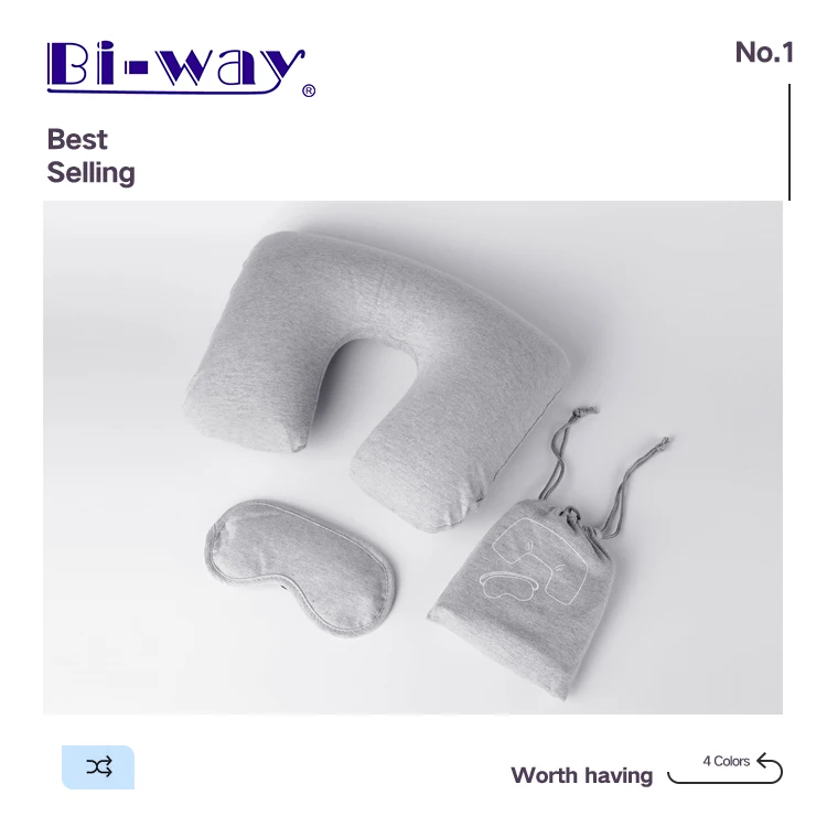 
2 In 1 Travel Kits Set Inflatable Air Neck Pillow and eye mask 