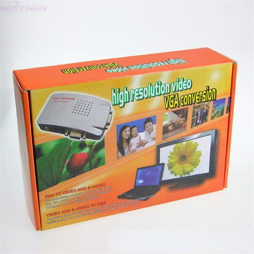 VGA TO TV Video S-video AV RCA Converter Adapter Box VGA to AV Signal Composite for PC Laptop Computer CCTV