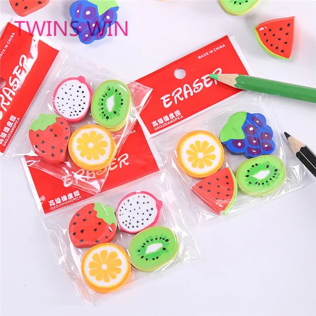 Корейские рекламные школьные канцелярские принадлежности с принтом на заказ, Мультяшные креативные резиновые ластики в виде фруктов для детей