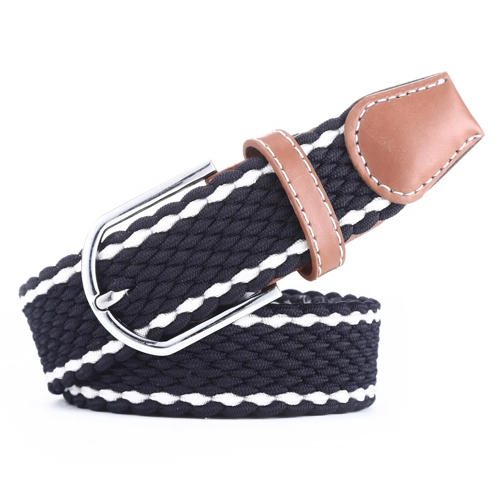 3517 Hot Sell Women Fashion Elastic Braided Fabric Belts Black Stretch Webbing Belt