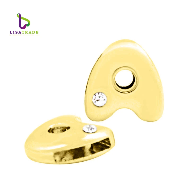 8MM Gold Color Rhinestone Alphabet Sliding Charm Slide Charms Wrist Strap Bracelet for Bracelets Making Accessories