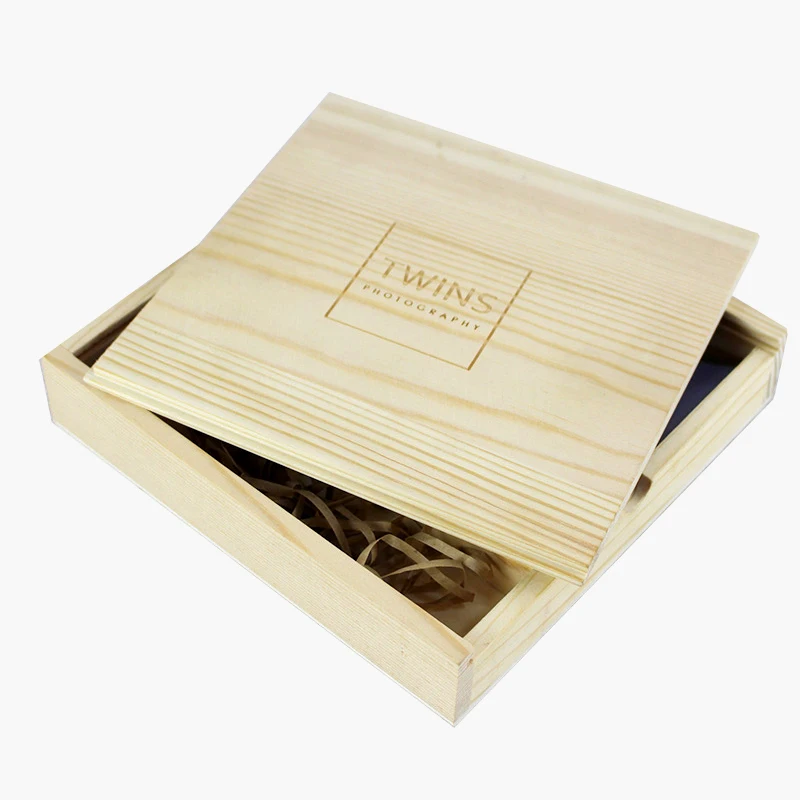 Pan new Custom logo wedding use wood memory gift usb box wooden photo album box