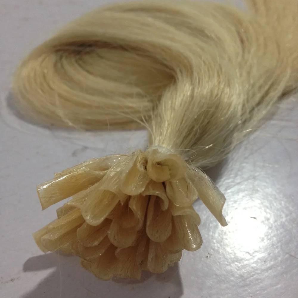 Blonde Color Nail-Tip Keratin Prebonded Hair U-tip Extension Hair #613