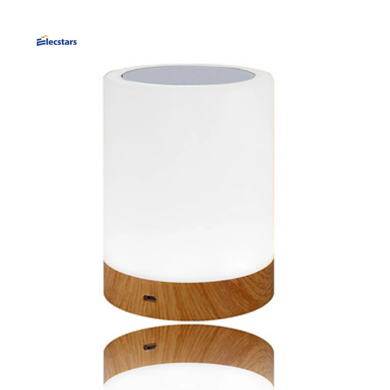 
Night light with wooden grain base/Cheap Touch night Lamp 