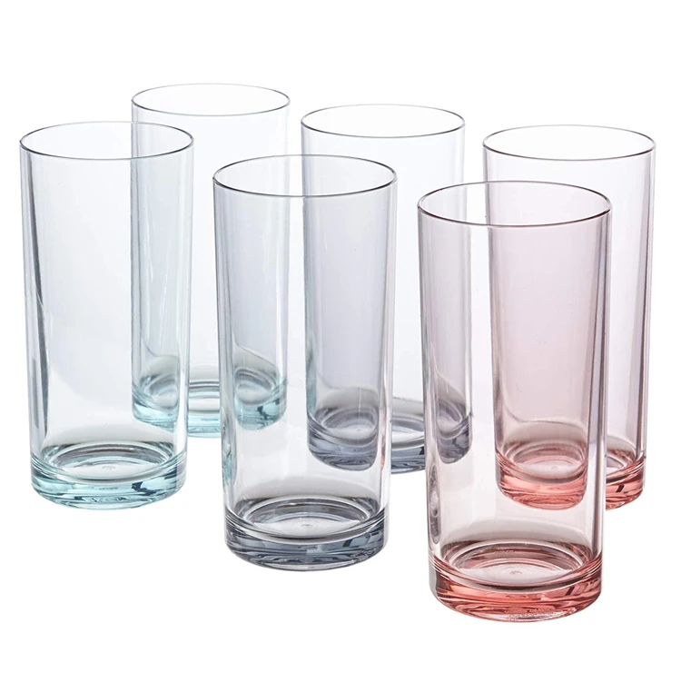 
Classic kitchen drinkware BPA Free drink water cup with colored base custom color plastic juice cups 