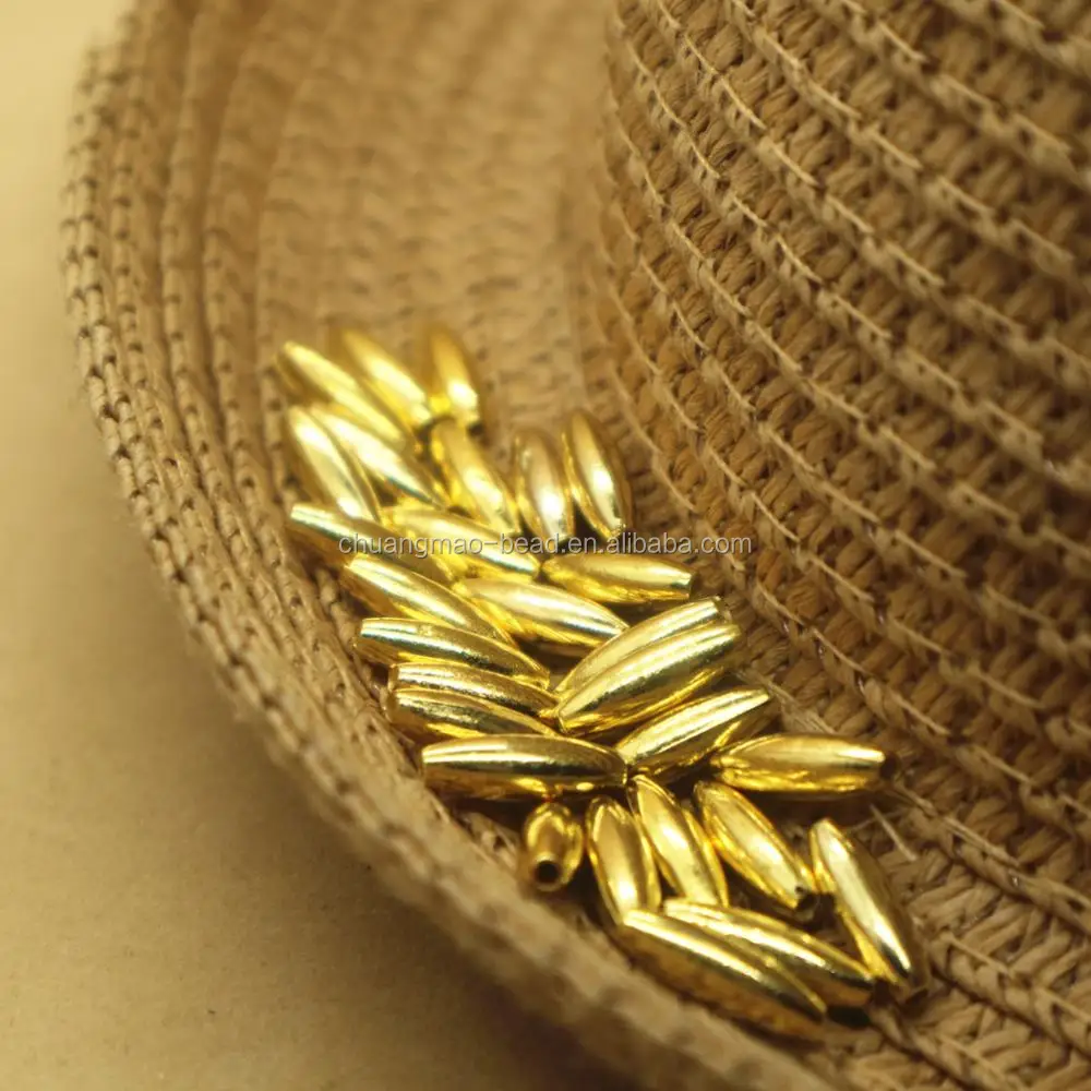 Hot sale ccb beads 4*12mm plastic rice golden beads for craft