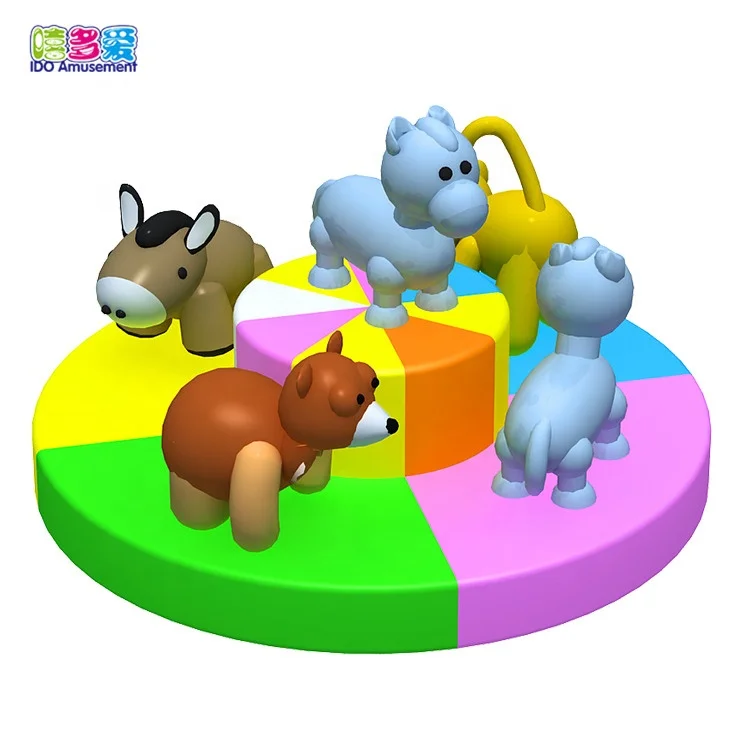 Rotating Indoor Playground Animal Toys Soft Play Carousel Equipment